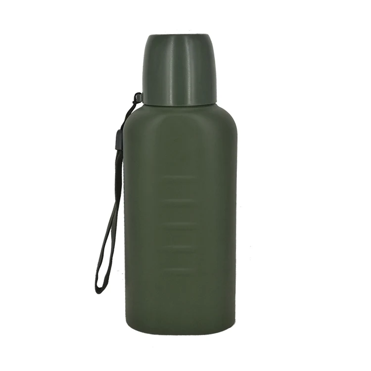 Title 2, Flat Vacuum Flask Pure 304 Stainless Steel Outd...