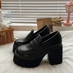 Mary Jane Short Heel High Heels for Women, British Platform Loafers, Leather Shoes. Small height-increasing design for a — photo 12