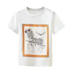 T-shirt met korte mouwen, dames, nieuwe ronde hals, met dunne, losse top met vintage zijden print — foto 1
