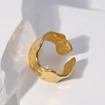Anel de aço titânio feminino com formato de folha e amor, delicado, durável e ideal para expressar sentimentos com elegância. — foto 24