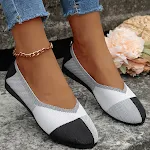 Women's Colorblock Flats Shoes, Flying Woven Breathable Cozy Loafers. Comfortable and stylish footwear for everyday wear — photo 1