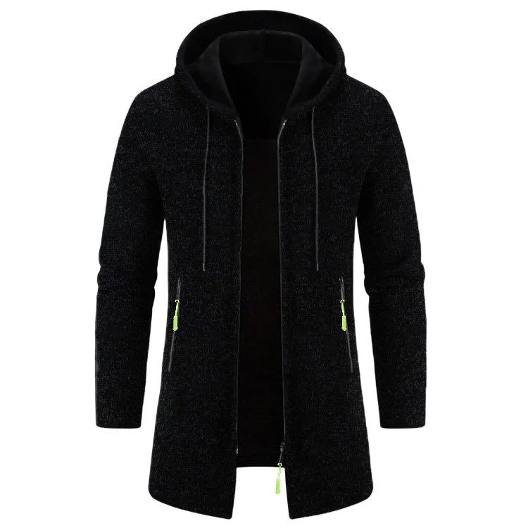 Men's Hooded Mid-length Thin Velvet Loose Plus Size Knitted Cardigan Top Coat, offering comfort and style for everyday w — photo 13