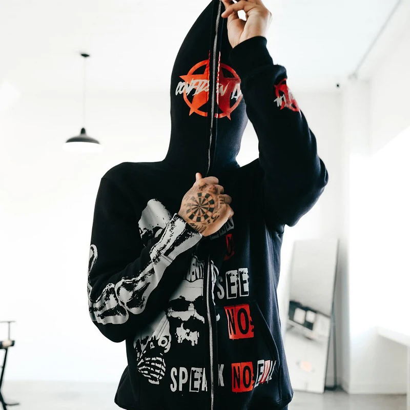 Kapuzenpullover mit Reißverschluss und Buchstabenaufdruck – ein lässiger Look für jeden Tag. Bequem, warm und ein echter Hingucker. — foto 2