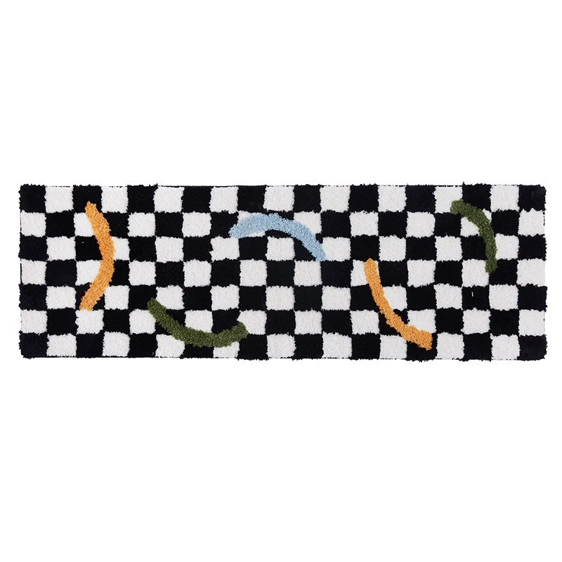 Title 7, Checkerboard Bedroom Bed Rug Foot Mat for Small...