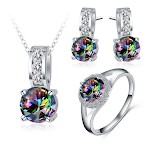 Set di gioielli in argento con zirconi cubici mistici arcobaleno. Splendore glamour per esaltare la tua bellezza e aggiungere un tocco magico al tuo stile. — foto 2