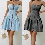 Personality Street Splicing Sling Denim Dress — photo 21