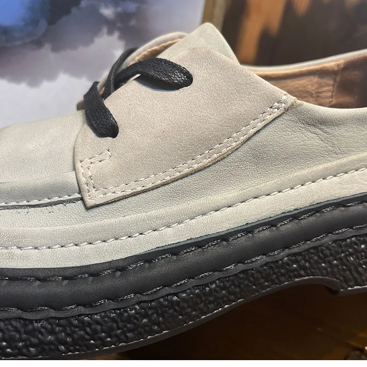 Title 13, Ronde leren heren platform slip-ons, gemaakt va...