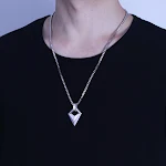 Colar Punk Hip Hop com triângulo, flecha e corte cônico. Design de losango moderno e ousado, perfeito para um visual marcante. — foto 6