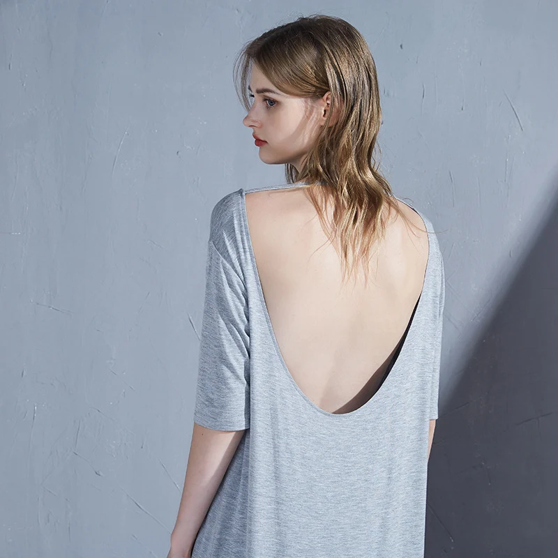 Title 6, Modal Womens Short Sleeve Mid-length Backless ...