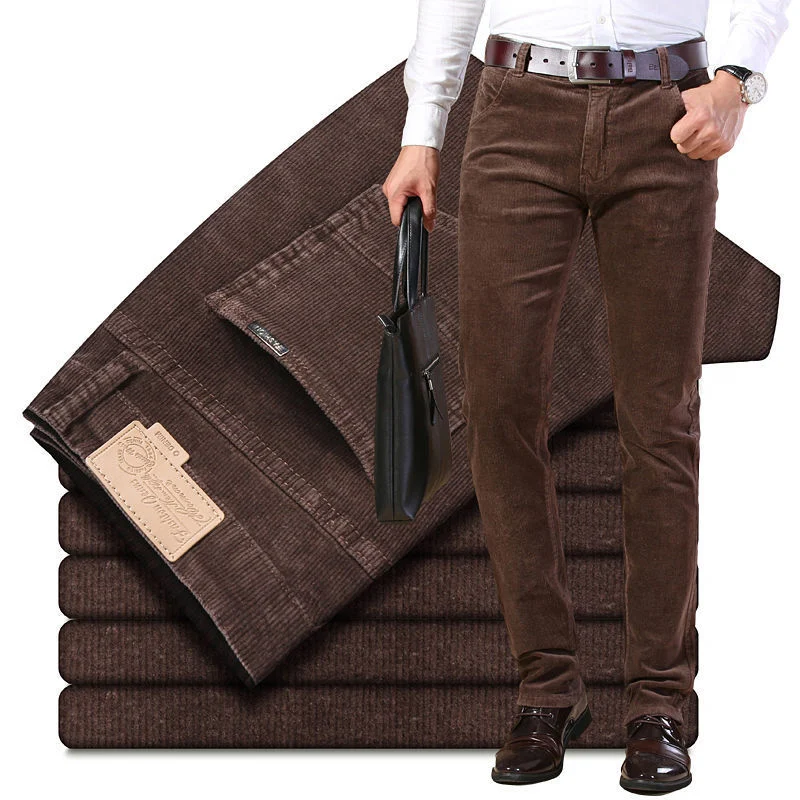 Heren Corduroy Broek Losse Warme Outdoor Broek Heren Rechte Stretch Casual Broek, Comfortabel en Ideaal voor Herfst/Winter. — foto 5
