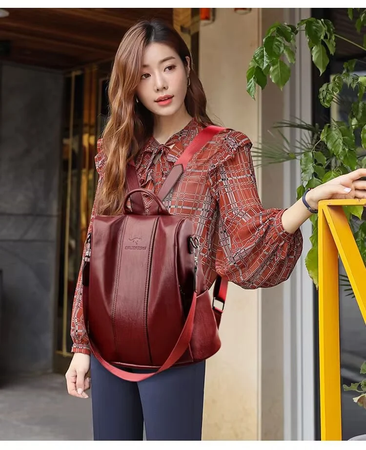 Zaino Donna Grande Capacità Pelle Morbida Borsa da Viaggio Ampia Spaziosa Comoda Elegante Resistente Perfetto per Viaggiare — foto 20