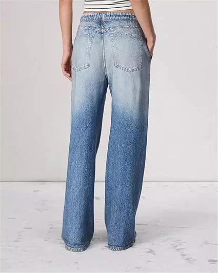 Title 5, Retro mid-waist womens jeans, loose wide-leg, ...