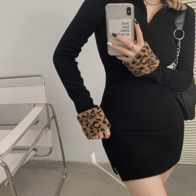 Title 12, New Leopard Print Long Sleeve Padded Dress Wome...