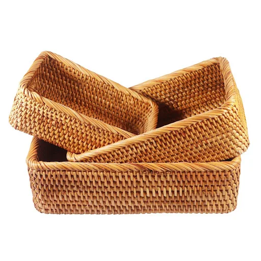 Title 6, Cesto de armazenamento doméstico de vime rattan...