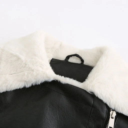 Title 25, Womens Fleece Leather Jacket European Style Wa...