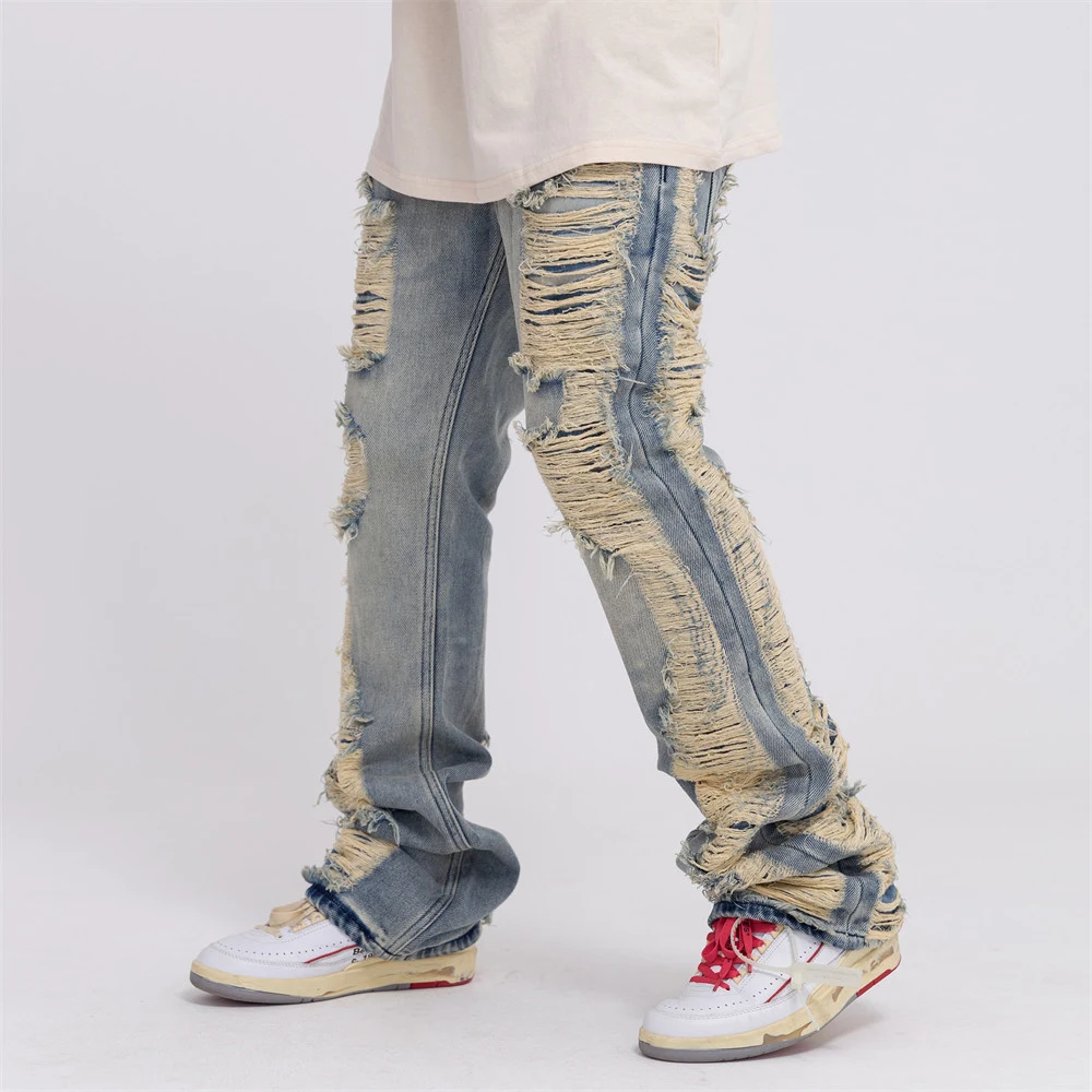 Title 5, Jeans masculinas High Street com whiskering arr...