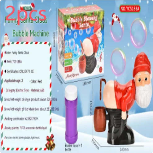 Máquina Elétrica de Bolhas Papai Noel com Música Luzes Brinquedo Engraçado Enfeite Presente de Natal Diversão — foto 9