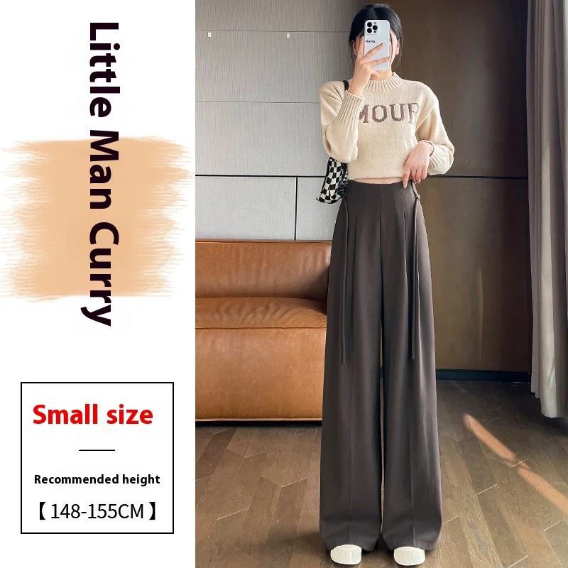 Gray Woolen Pants Women's Draping Thickened High Waist Slimming Loose Fit for Comfort and a Flattering Silhouette. — photo 9
