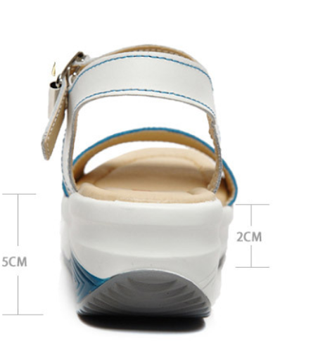 Title 1, Flat heel leather sandals offer all-day comfort...