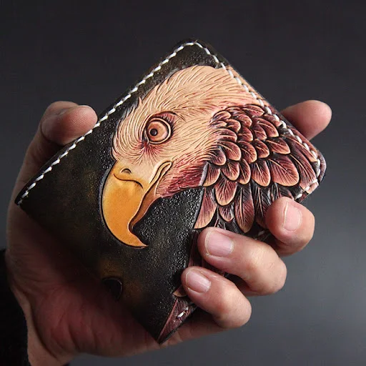 Title 3, First Layer Cowhide Handmade Leather Carving Wa...