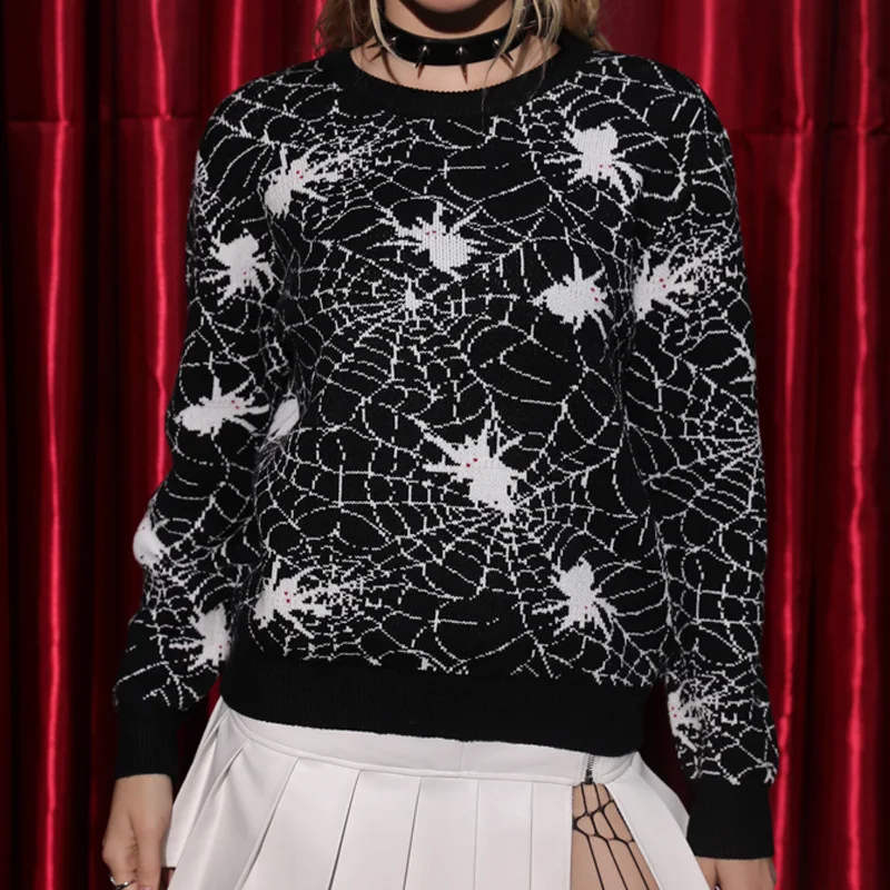 Black Spider Halloween Costume Round Neck Loose Sweater, a comfortable and spooky outfit perfect for Halloween parties a — photo 3