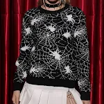 Black Spider Halloween Costume Round Neck Loose Sweater, a comfortable and spooky outfit perfect for Halloween parties a — photo 3