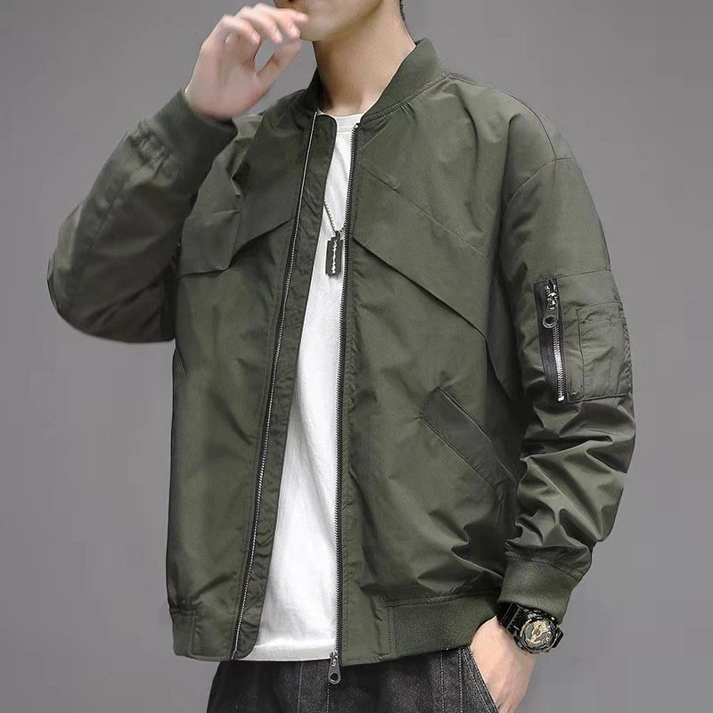 Giacca Uomo Tinta Unita Cappotto Casual Baseball Ideale per l'Uso Quotidiano Comfort e Stile Design Versatile e Moderno — foto 1