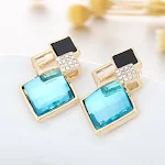 Funkelndes Kristall-Anhänger-Halsketten-Ohrring-Schmuckset aus Glas, quadratisch eingelegt. Ein edles Geschenk. — foto 13