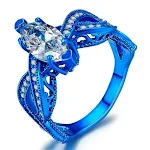 Anel de par azul e dourado da moda, para celebrar o amor e a união. Design elegante e sofisticado, ideal para casais. Um presente especial e memorável. — foto 2