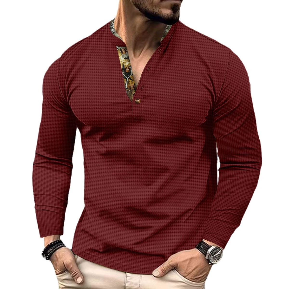 Title 2, Camisa polo masculina com gola alta de dupla ca...