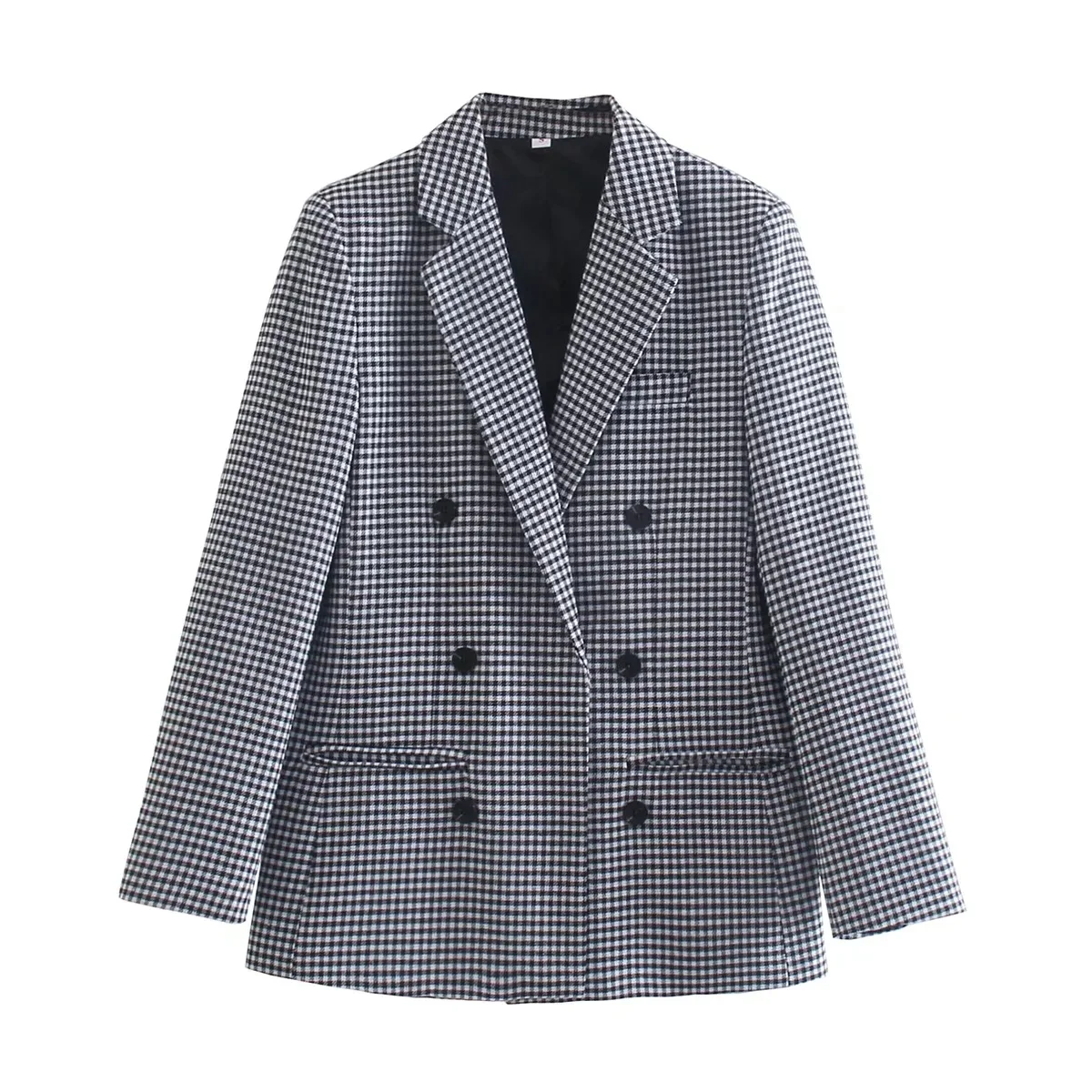 Nuovo cappotto da donna a quadri stile europeo e americano, doppiopetto, perfetto per un look elegante e alla moda. — foto 3