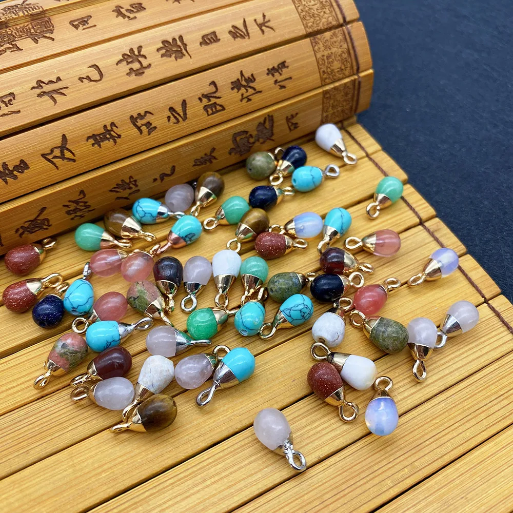 Pingente de pedra natural em gota 6x13mm com furo único, ideal para ornamentos DIY e acessórios de artesanato, exclusivo. — foto 20