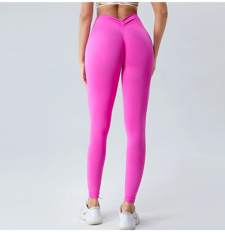 Calças esportivas sem costura para corrida ao ar livre, levanta quadril, Peach. Leggings de fitness para mulheres, conforto e liberdade de movimento. — foto 21