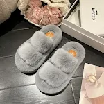 Plus size dames slippers dikke zool 7cm, geborstelde voering, voor thuis, heerlijk warm en comfortabel. — foto 3