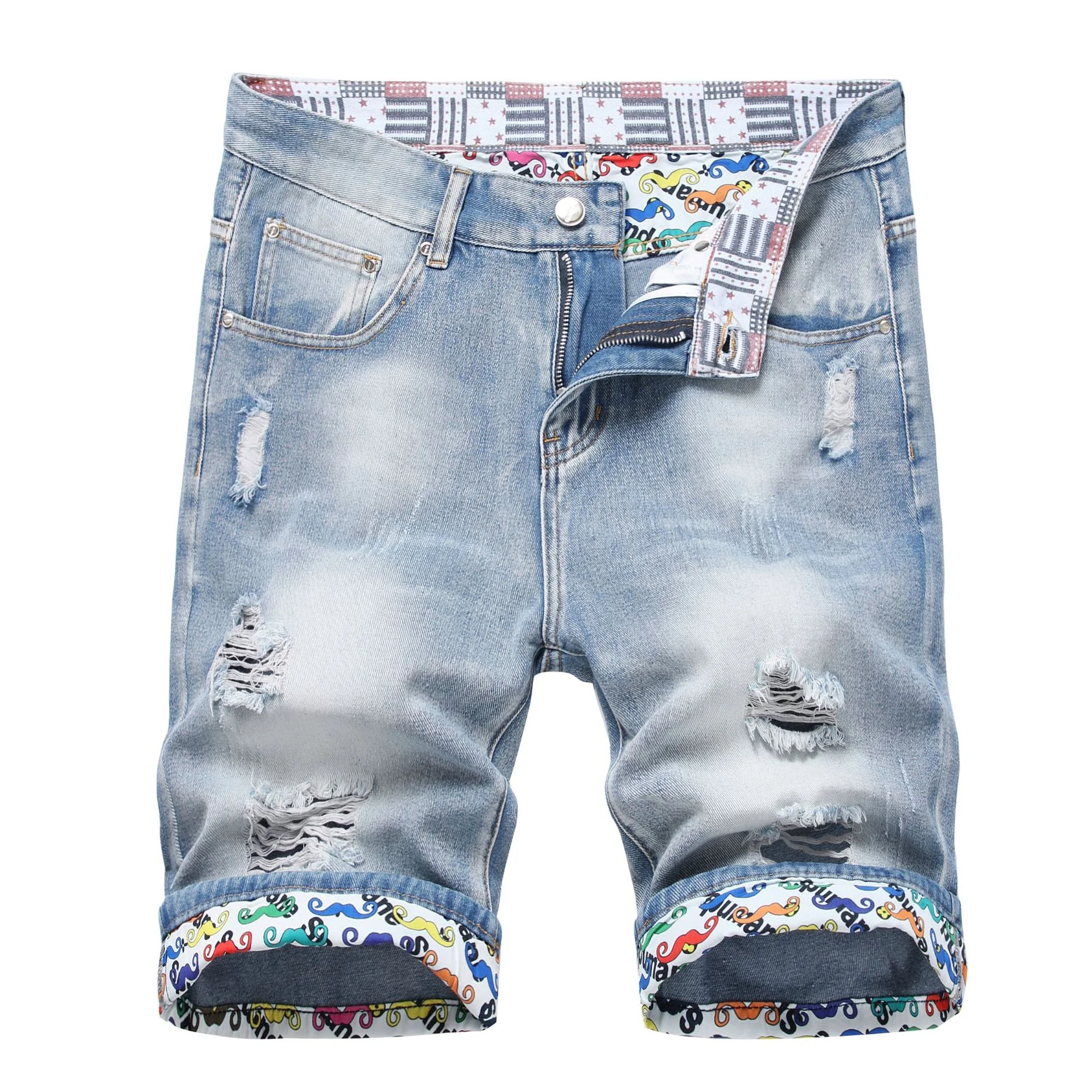 Shorts Vaqueros Rotos de Cinco Puntos para Hombre Estilo Desgastado Comodidad y Durabilidad Perfectos para un Look Casual Moderno. — foto 5