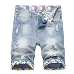 Shorts Vaqueros Rotos de Cinco Puntos para Hombre Estilo Desgastado Comodidad y Durabilidad Perfectos para un Look Casual Moderno. — foto 5
