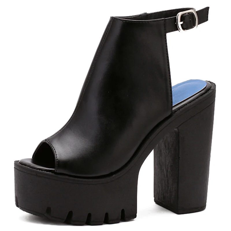 Peep Toe Sandalen mit klobigem Absatz, hohem Absatz und wasserdichtem Design, ideal für Stil und Schutz, den ganzen Tag. — foto 3
