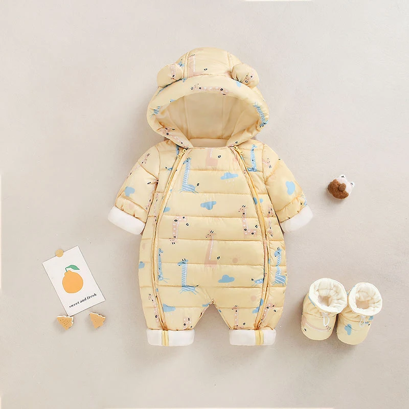 Macacão Inverno Forrado com Fleece Grosso Roupas de Exterior Agasalho Roupas de Ano Novo Conforto e Aquecimento para o Inverno — foto 1