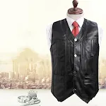 Middle-aged and Elderly Men's Top Layer Leather Vest for Fishing, providing durable comfort and protection on the water. — photo 3