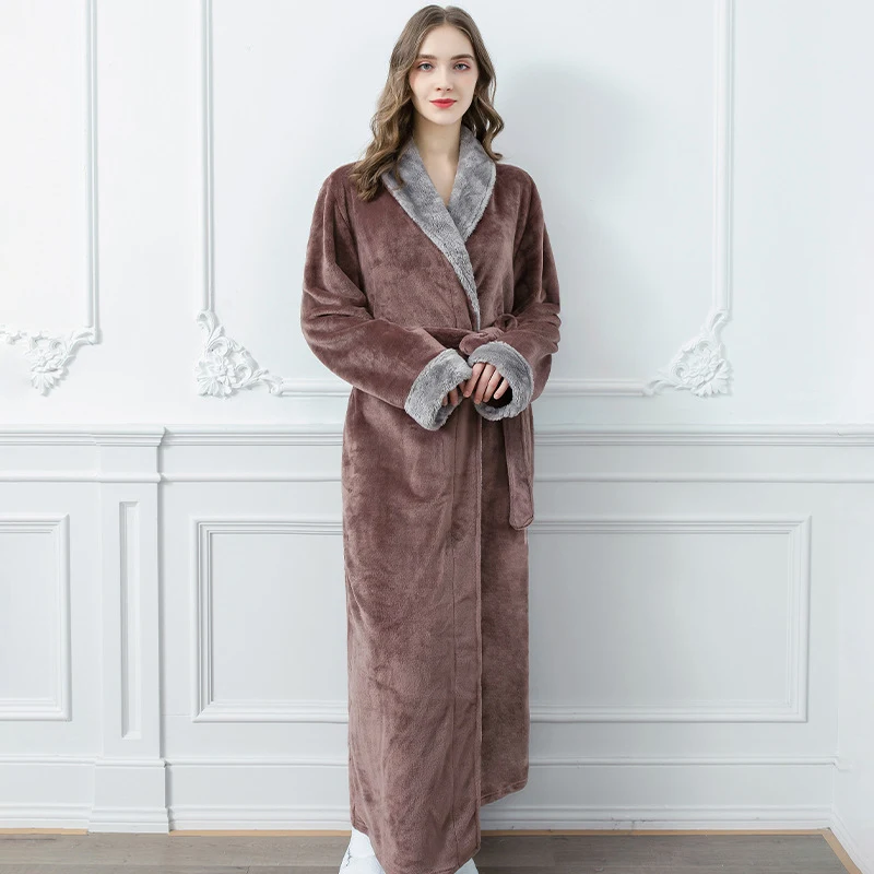 Men's and Women's Simple Thickened Flannel Nightgown for Ultimate Comfort, Softness, and Warmth, Perfect for Lounging an — photo 9