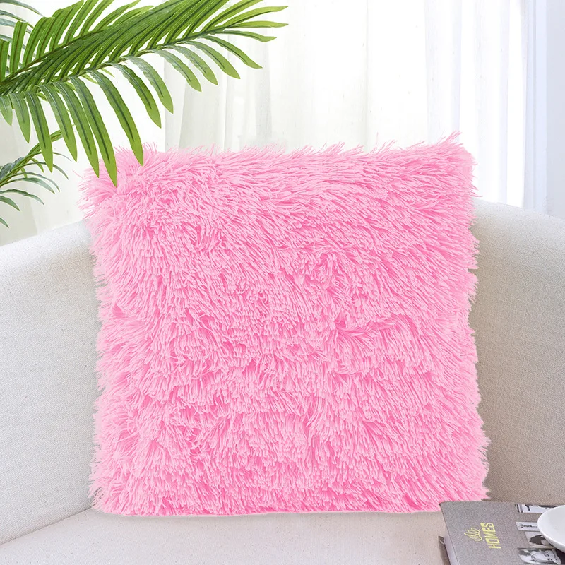 Title 7, Solid color simple crystal plush pillow for com...