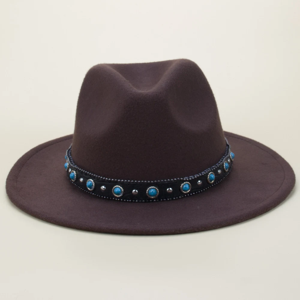 Bohemian Style Woven Leather Belt Denim Fur Felt Hat for a unique, stylish, and free-spirited look. — photo 4