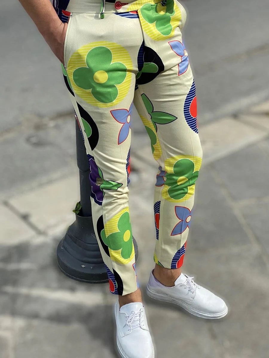 Calças de terno casuais com estampa de padrão de outono, moda para mulheres, confortáveis e perfeitas para uso diário. — foto 3