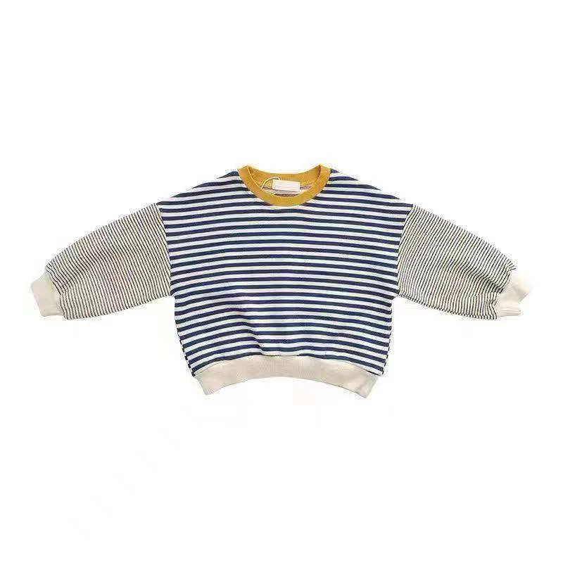 Felpa per bambino con cuciture a contrasto e righe, confortevole e alla moda, perfetta per un look casual e dinamico, ideale per l'uso quotidiano e il tempo libero — foto 3