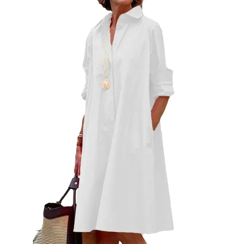 Title 2, New Long Shirt Solid Color Temperament Commute ...