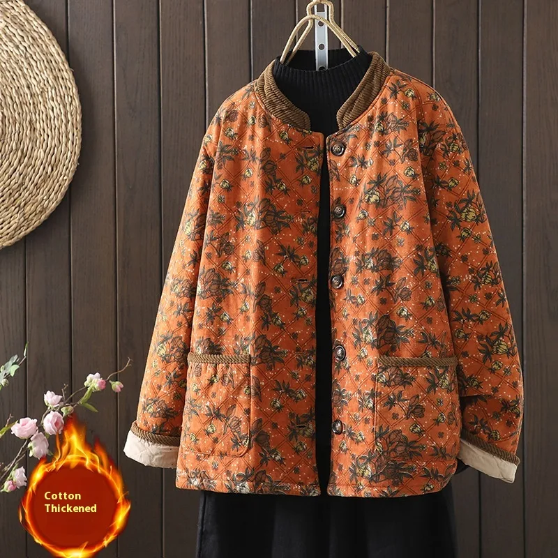 Women's Warm Thick Loose Cotton Padded Clothes Retro Stand Collar Winter Coat Comfortable & Stylish Perfect for Cold Wea — photo 2