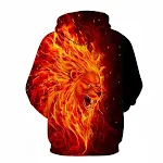Moletom com capuz unissex Flame Lion King 3D, estampa digital vibrante. Conforto e estilo para fãs, perfeito para uso casual. — foto 4