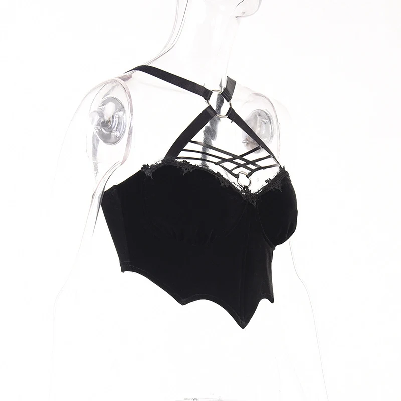 Title 19, Dark Bat Round Ring Buckle Deep V Beauty Back S...