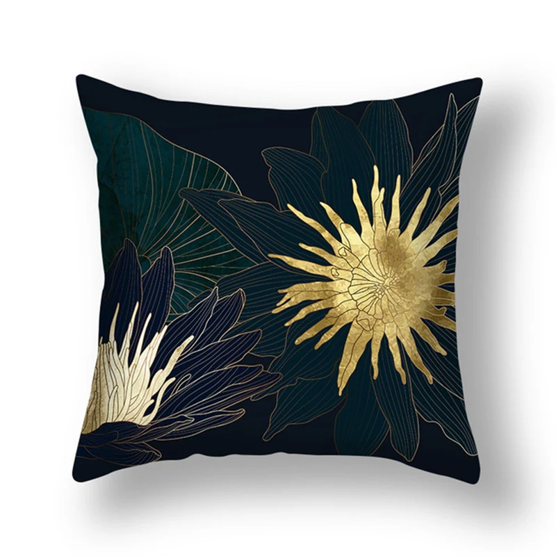 Capa de almofada com estampa de folha de ginkgo Green Gold para decorar sua casa com elegância e um toque de natureza relaxante. — foto 4