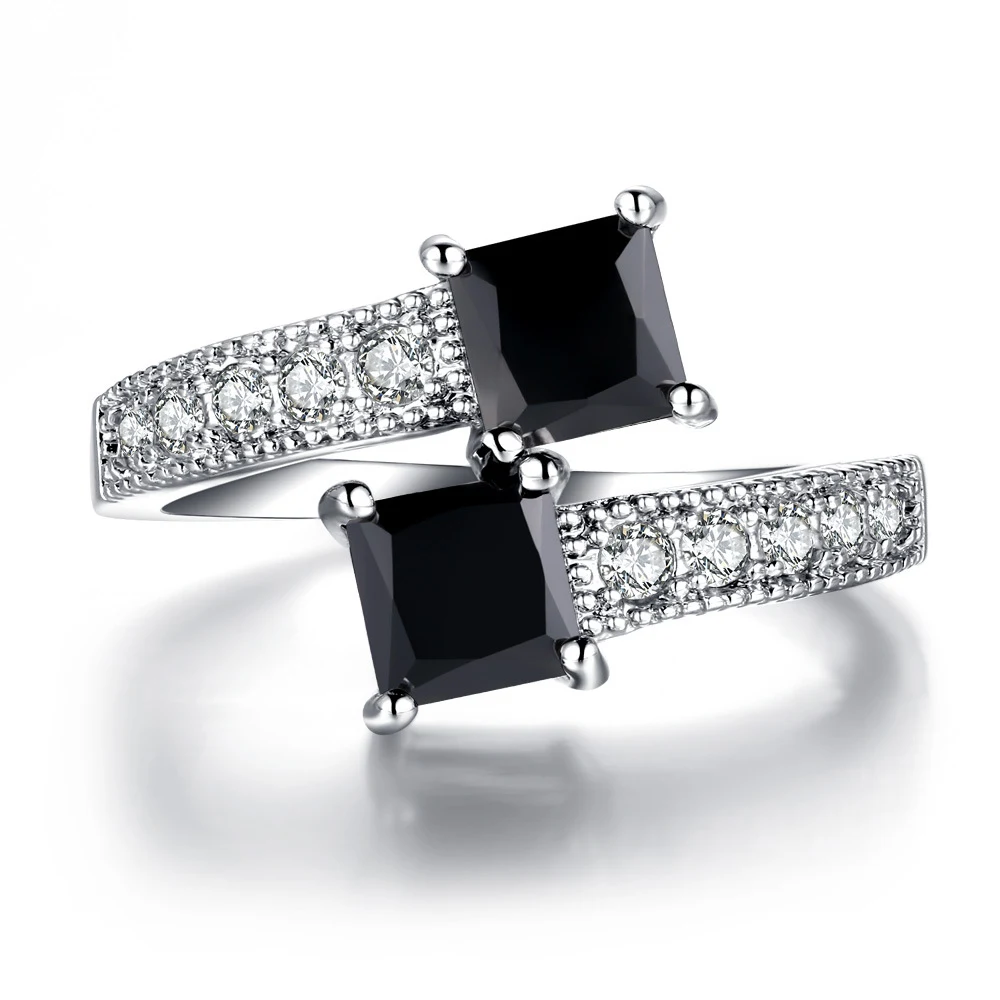 Anel duplo de zircônia para mulheres Brilho e sofisticação incomparáveis. Um acessório elegante e deslumbrante, ideal para adicionar um toque especial a qualquer visual. — foto 4